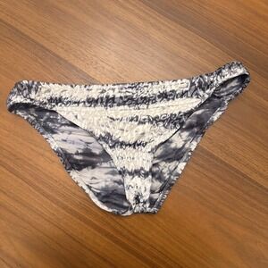 Lucky Brand Womens Gray Tie Dye Leopard Print Ruched Bikini Bottoms Large L/G